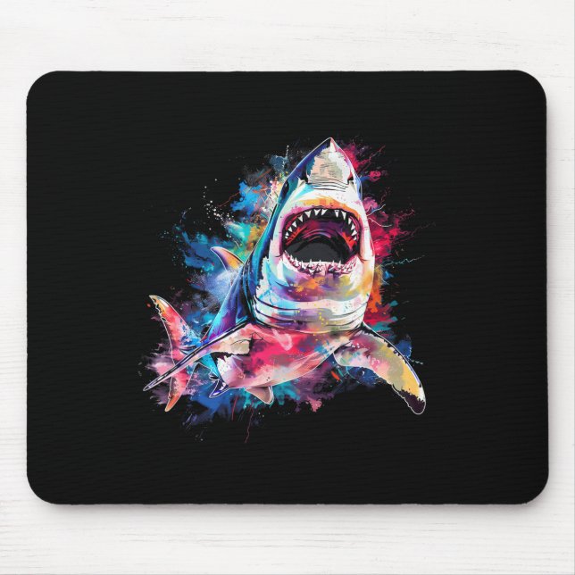 Great White Shark Scuby Diving Fishing Hai Lover Mousepad (Vorne)