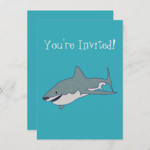 Great White Shark Swimming Illustration Geburtstag Einladung