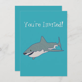 Great White Shark Swimming Illustration Geburtstag Einladung