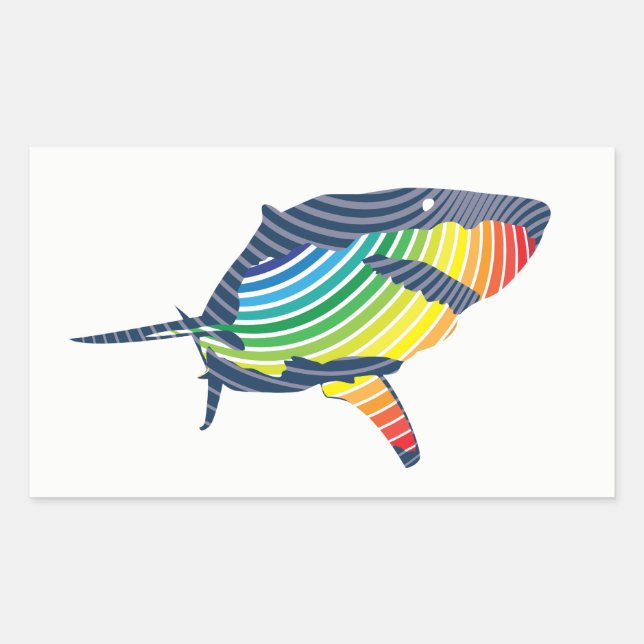 Great White Shark Swoosh Rechteckiger Aufkleber (Vorderseite)