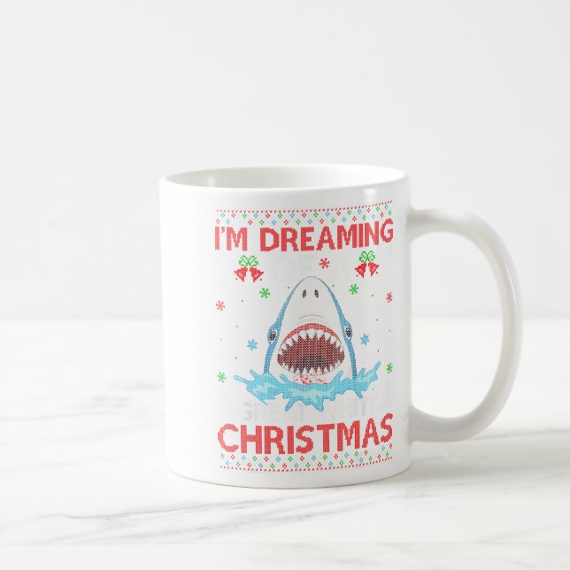 Great White Shark Ugly Xmas Sweater Shark Fishing  Kaffeetasse (Rechts)