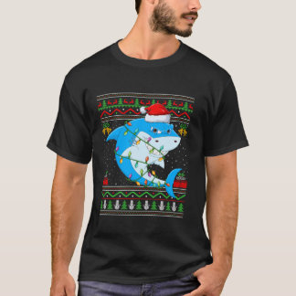 Great White Shark Weihnachtsbeleuchtung Santa Ugly T-Shirt