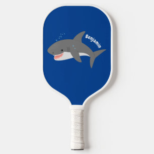 Great white shire Happy Cartoon Illustration Pickleball Schläger