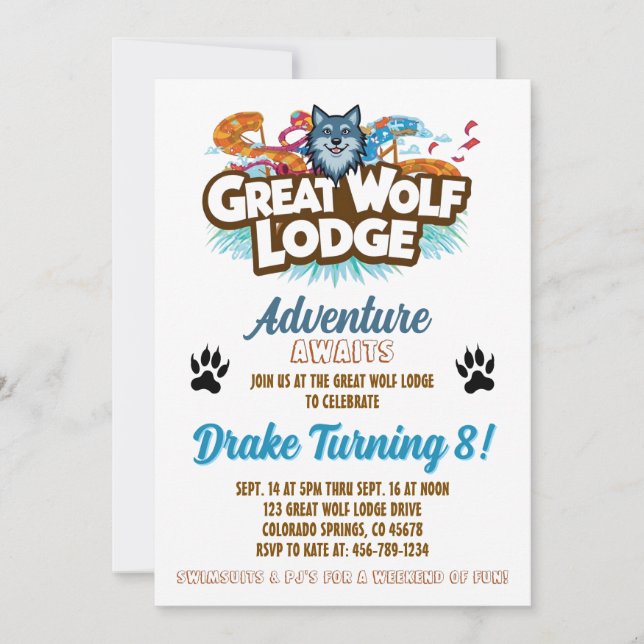 Great Wolf Lodge Geburtstagseinladung Einladung (Vorderseite)