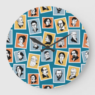 Great writers, poets and playwrights on stamps-1 große wanduhr