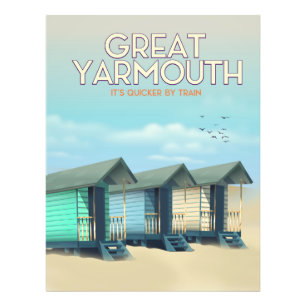 Great Yarmouth Strandhütte Reiseplakat Fotodruck