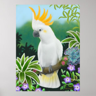 Greater Citron Cockatoo Parrot Print Poster
