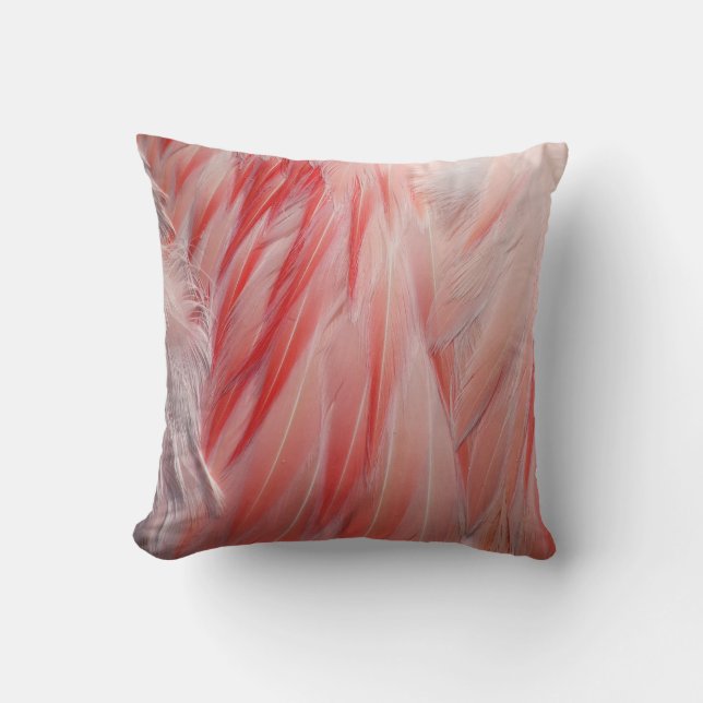 Greater Flamingo Coral Pink Wing Feathers Textur Kissen (Vorderseite)