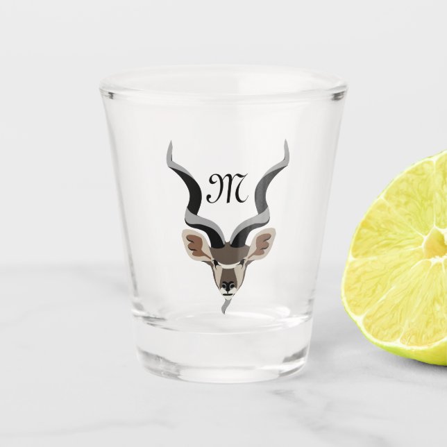 Greater Kudu Antelope Monogram Schnapsglas (Vorderseite)