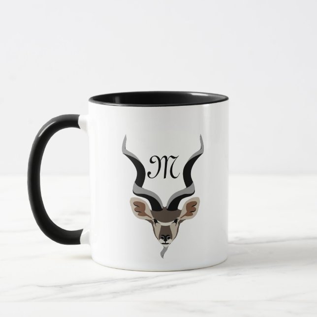 Greater Kudu Antelope Monogram Tasse (Links)