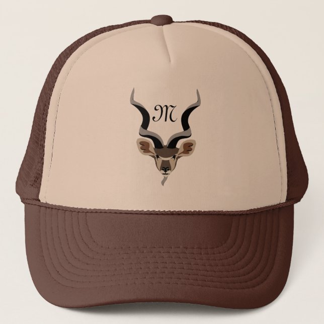Greater Kudu Antelope Monogram Truckerkappe (Vorderseite)