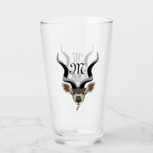 Greater Kudu Head Illustriert Monogram Glas