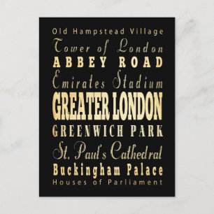 Greater London City of England Typography Postkarte