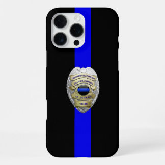 Greater Love Police Badge Thin Blue Line iPhone 16 Pro Max Hülle