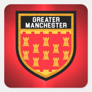 Greater Manchester Flag Quadratischer Aufkleber
