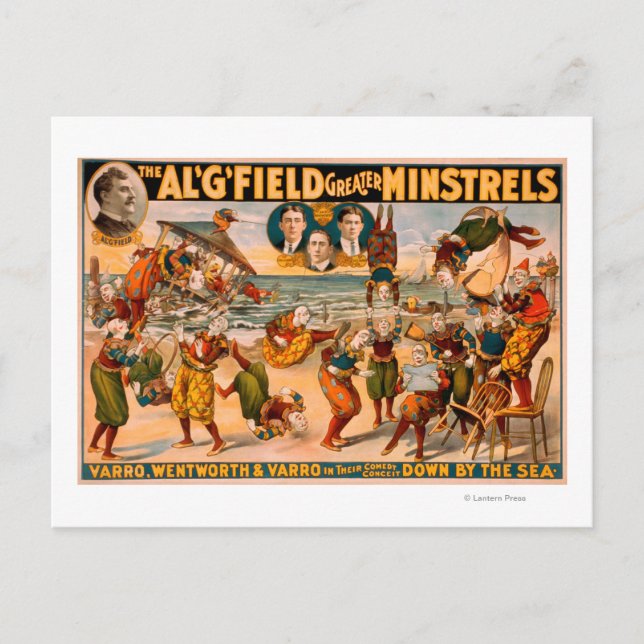 Greater Minstrels - Clowns am Strand Postkarte (Vorderseite)