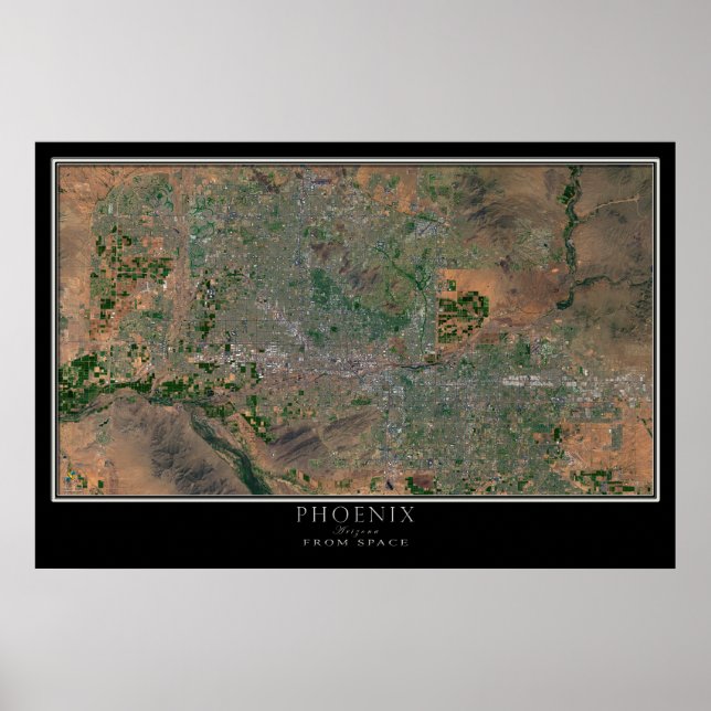 Greater Phoenix Arizona von der Satelliten-Karte Poster (Vorne)