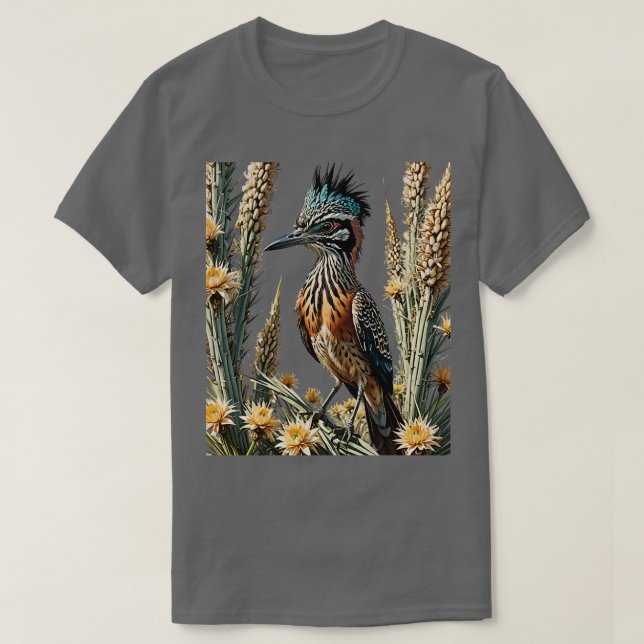 Greater Roadrunner umgeben von Yucca-Blume Neu T-Shirt (Design vorne)