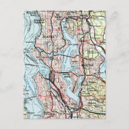 Greater Seattle Area Vintag Map Travel Postkarte
