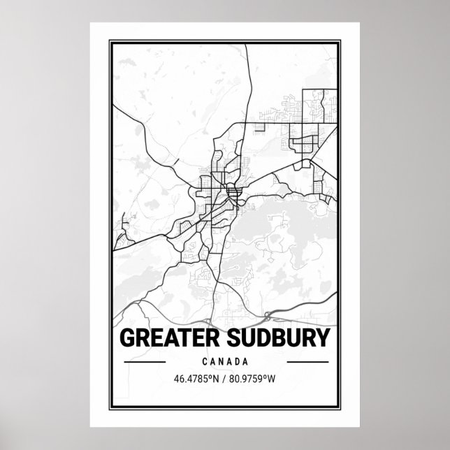 Greater Sudbury Ontario Kanada Reiseplan Poster (Vorne)