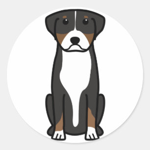 Greater Swiss Mountain Dog Cartoon Runder Aufkleber