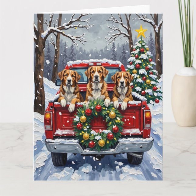 Greater Swiss Mountain Dog Christmas Red Truck Karte (Vorderseite)