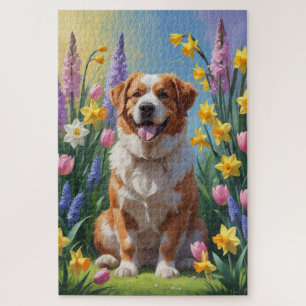 Greater Swiss Mountain Dog Frühlingsblumen Malerei Puzzle