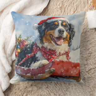 Greater Swiss Mountain Dog im Schlitten Weihnachte Kissen