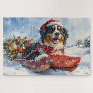 Greater Swiss Mountain Dog im Schlitten Weihnachte Puzzle