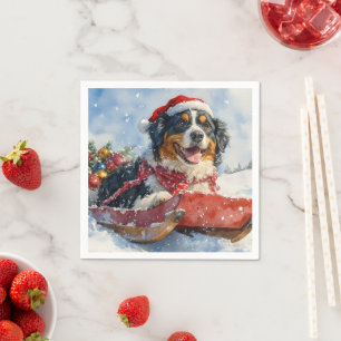 Greater Swiss Mountain Dog im Schlitten Weihnachte Serviette