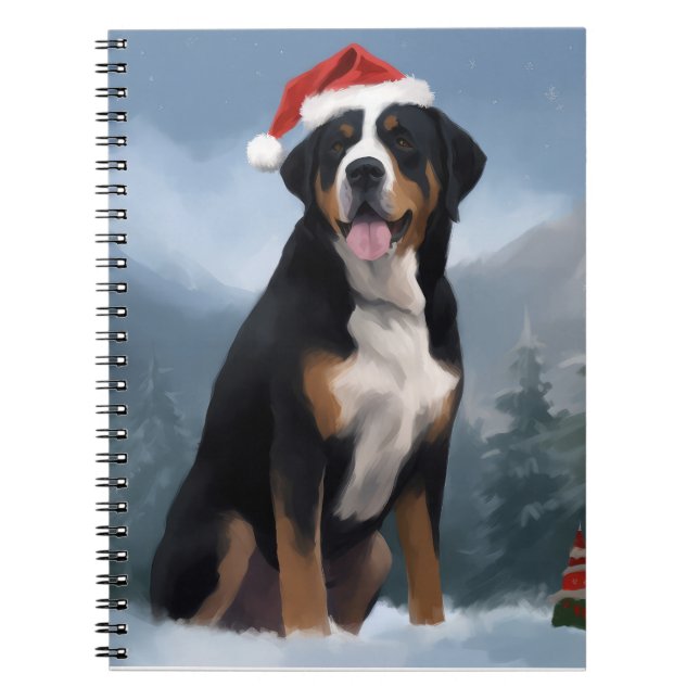 Greater Swiss Mountain Dog in Snow Christmas Notizblock (Vorderseite)