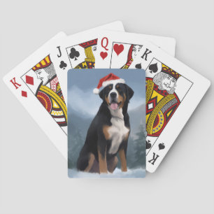 Greater Swiss Mountain Dog in Snow Christmas Spielkarten