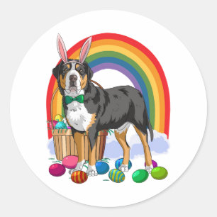 Greater Swiss Mountain Dog Ostereier Bunny Runder Aufkleber