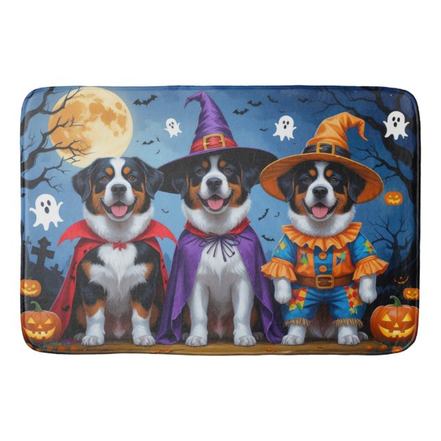 Greater Swiss Mountain Dog Pumpkin Halloween Funny Badematte (Vorderseite)