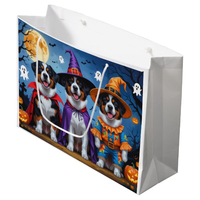 Greater Swiss Mountain Dog Pumpkin Halloween Funny Große Geschenktüte (Vorderseite Schrägansicht)