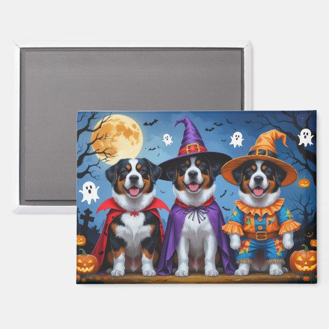 Greater Swiss Mountain Dog Pumpkin Halloween Funny Magnet (Vorderseite/Rückseite)