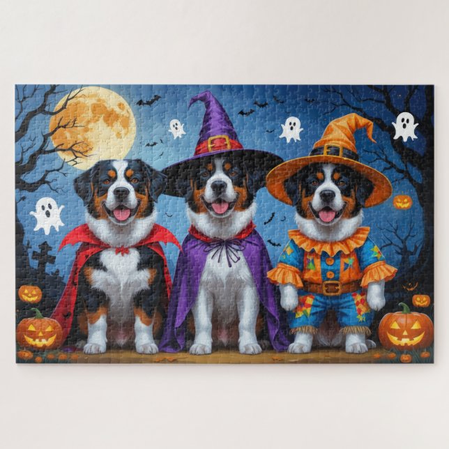 Greater Swiss Mountain Dog Pumpkin Halloween Funny Puzzle (Horizontal)