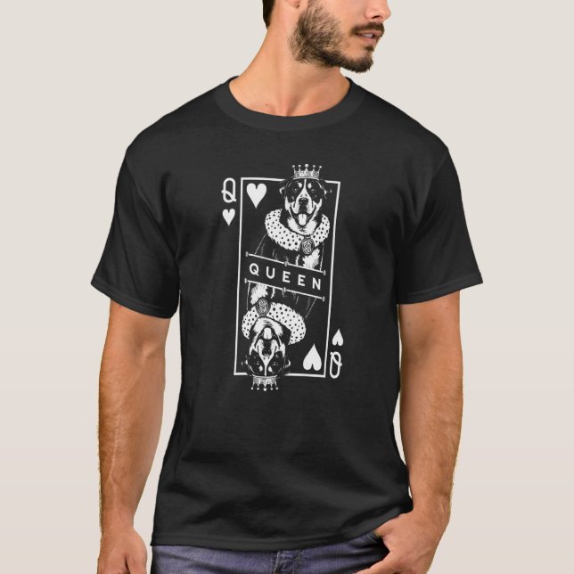 Greater Swiss Mountain Dog Queen Of Hearts Card Po T-Shirt (Vorderseite)