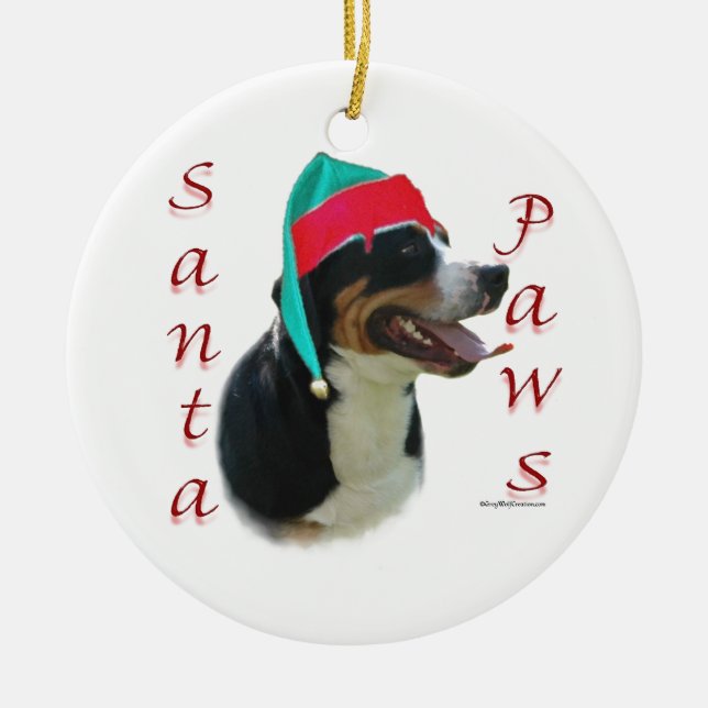 Greater Swiss Mountain Dog Santa Paws Keramik Ornament (Vorne)
