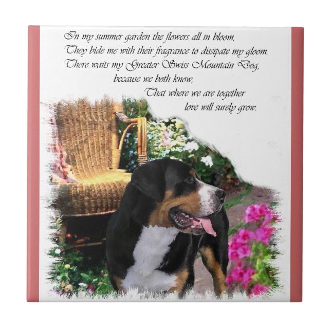 Greater Swiss Mountain Dog Summer Garden Fliese (Vorderseite)