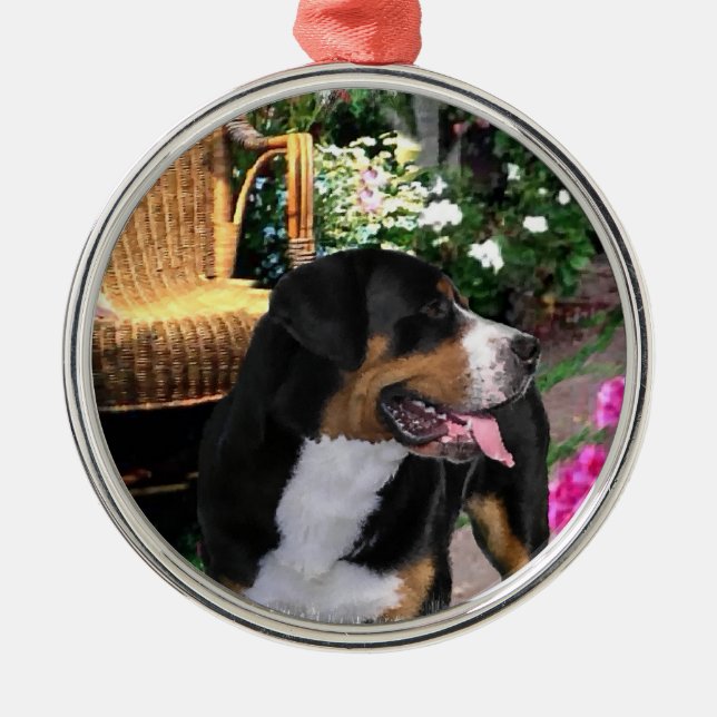 Greater Swiss Mountain Dog Summer Garden Ornament Aus Metall (Vorne)