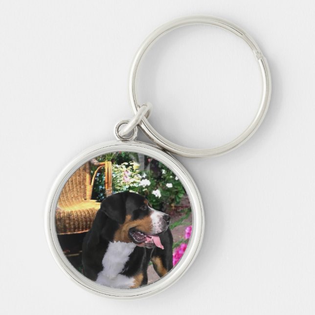 Greater Swiss Mountain Dog Summer Garden Schlüsselanhänger (Vorne)