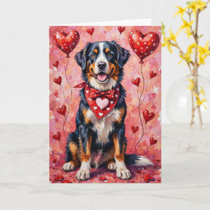 Greater Swiss Mountain Dog Valentine Sitzend Karte