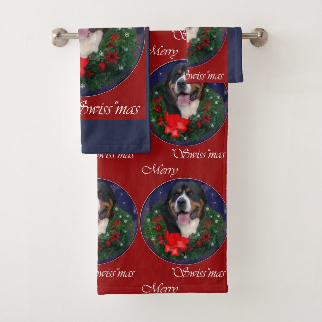 Greater Swiss Mountain Dog Weihnachten Badhandtuch Set (Insitu)