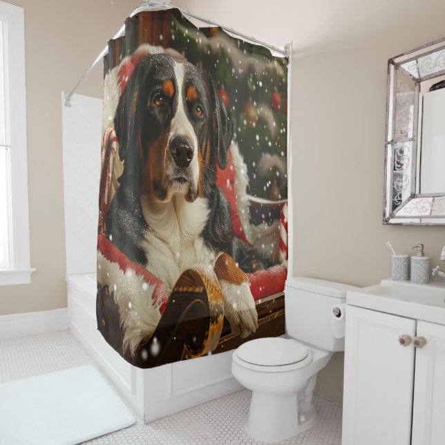 Greater Swiss Mountain Dog Weihnachten Duschvorhang (Beispiel)