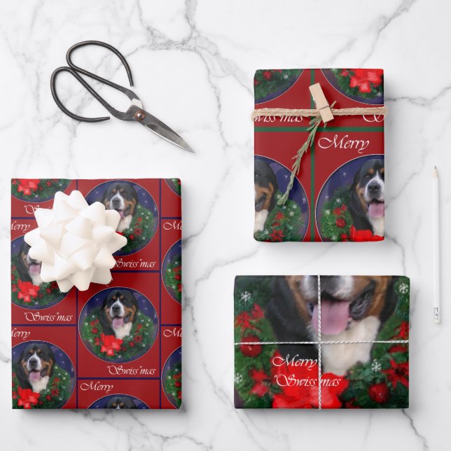 Greater Swiss Mountain Dog Weihnachten Geschenkpapier Set (Vorderseite)