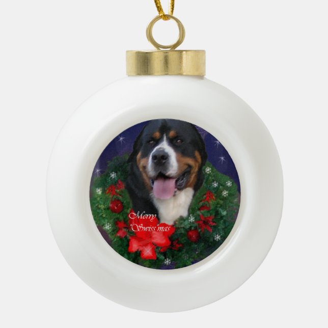 Greater Swiss Mountain Dog Weihnachten Keramik Kugel-Ornament (Vorderseite)