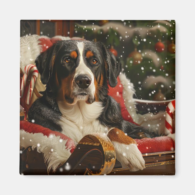 Greater Swiss Mountain Dog Weihnachten Magnet (Vorne)