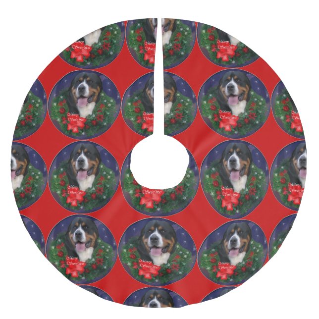 Greater Swiss Mountain Dog Weihnachten Polyester Weihnachtsbaumdecke (Vorderseite)