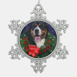 Greater Swiss Mountain Dog Weihnachten Schneeflocken Zinn-Ornament